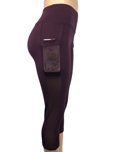 Women YOGA Workout Gym Sport Pants Leggings Capri Black Mesh w Pockets #2910 - 第 3/29 張圖片