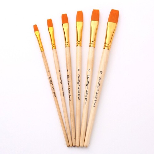 Artist Paint Brush Set Painting Brush Round and Flat Tips Nylon Hair