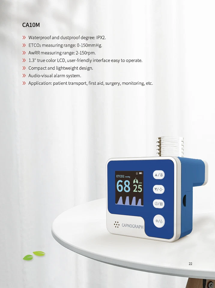 Capnógrafo veterinario LCD a color Contec monitor ETCO2 CA10M alarma de CO2 final de marea Foto 4 de 4