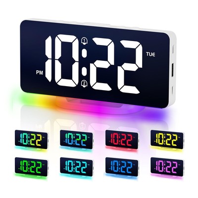 Wecker Digital mit RGB Licht Kinder Wecker Nachtlicht Tischuhr USB Alarm Clock 