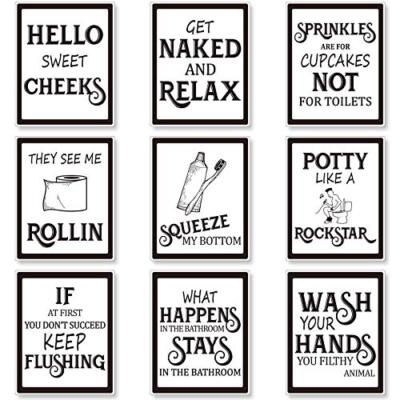Vintage funny Bathroom Wall Art Wall Decor Bathroom Decor Pictures 9Pc Art Print