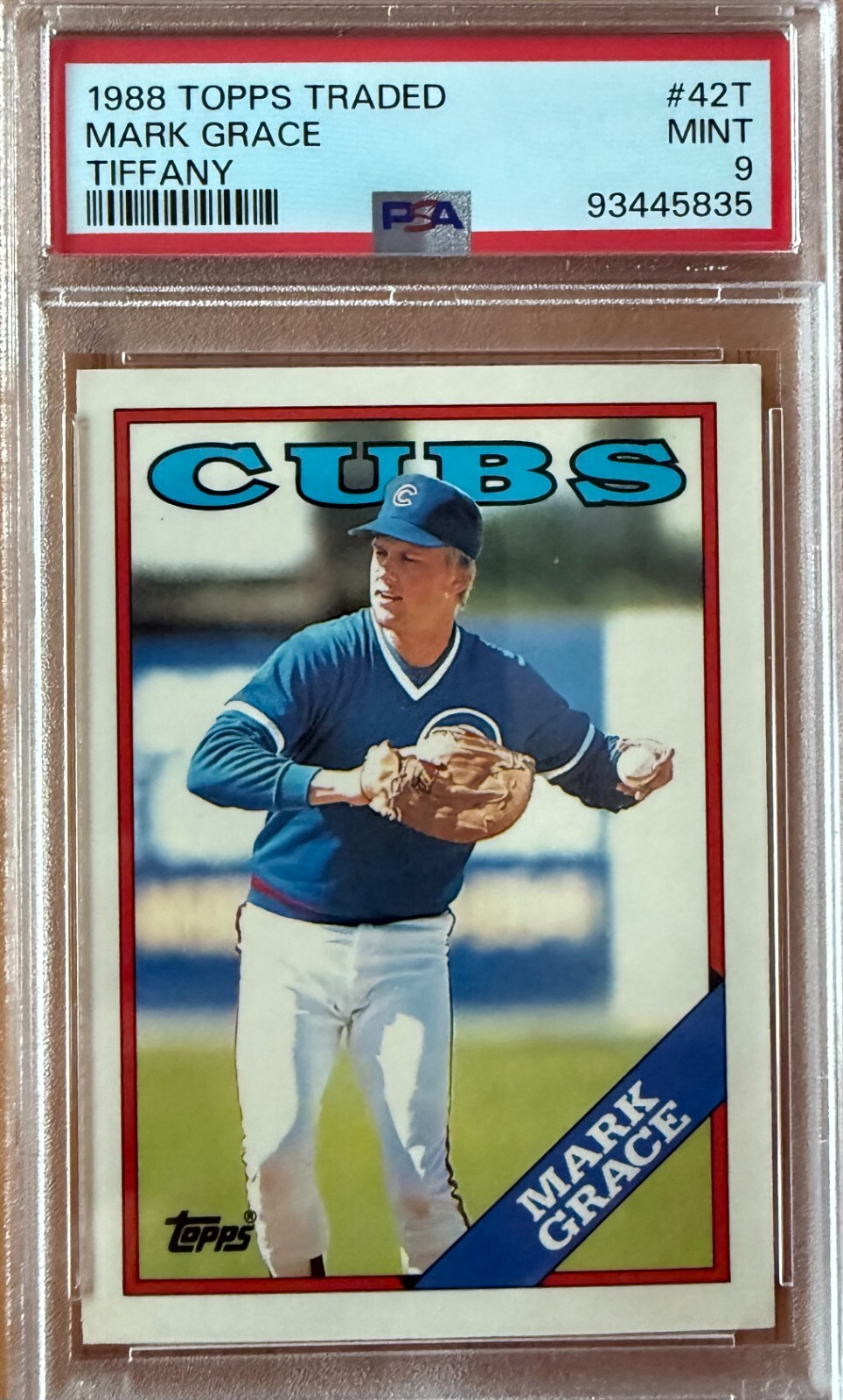 1988 topps traded mark grace tiffany psa 9