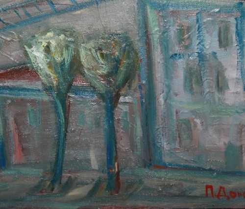 Vintage expressionist oil painting cityscape signed - Picture 8 of 10