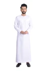 Omani Cotton Mens Jubba Thobe White Matte Finish Soft Material White | alqasswa