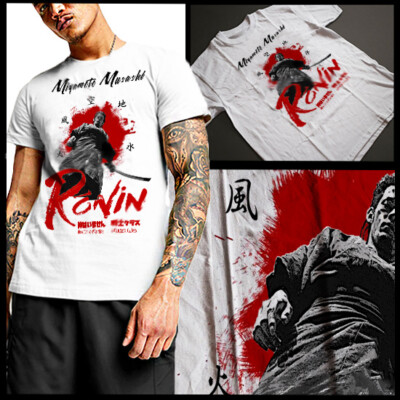 Samurai Warrior With Katana Rising Sun And Bushido Kanji T-Shirt New cotton tee 