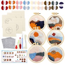 6pcs Punch Needle Coaster Kit Sewing Stitch Tool for Beginner DIY Craft