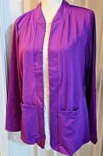 Women's Casual Solid Open Front Long Sleeve Unlined Blazer Polyester/Spandex L