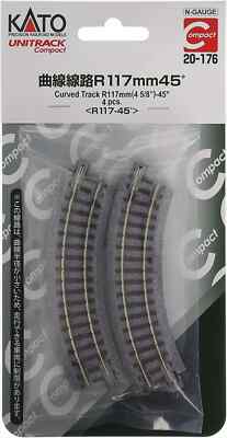 N Scale  KATO 20-176 UNITRACK Compact 117mm (4 5/8) Radius 45-degree Curve Track
