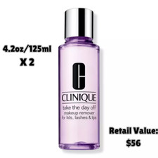 2 x Clinique Take The Day Off Makeup Remover For Lids Lashes  Lips 4.2oz/125ml