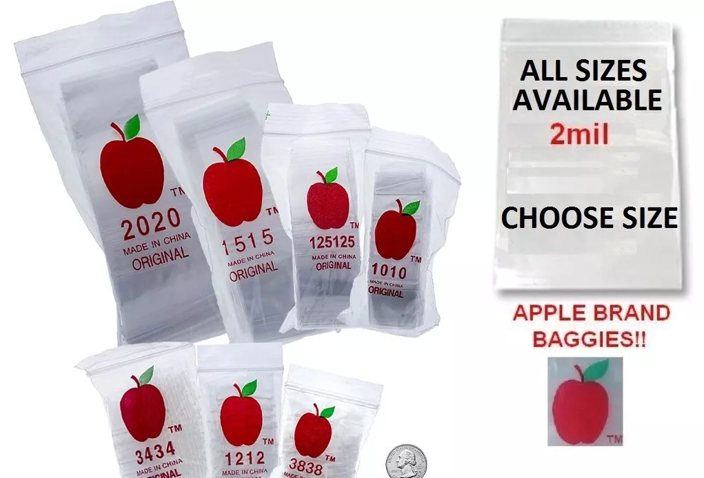 1000 Apple Baggies 1.0 x 1.0 Mini Zip lock Bags 1010 Assorted 10 design  mix