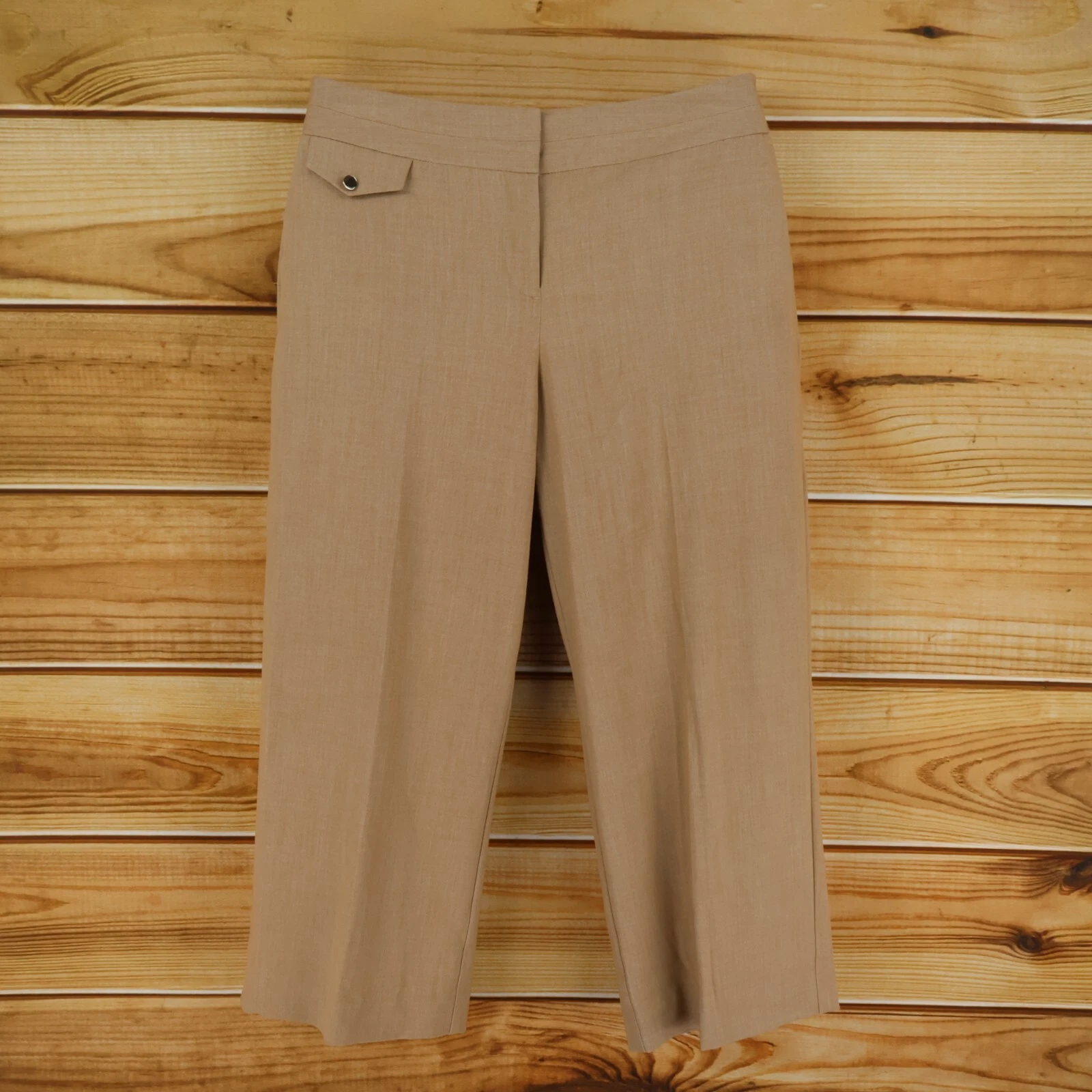 Worthington Capri Pants Wide-Leg Womens 8 Brown Heathered Pockets Mid Rise NEW