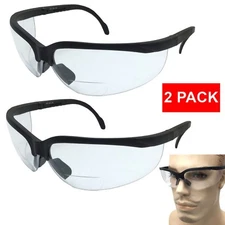 2 Pack LOT Bifocal Clear Lens Vision Safety Reader Reading Glasses Sunglasses