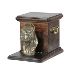 American Staffordshire Terrier, Amstaff V - urn for dog ashes with a statuette,