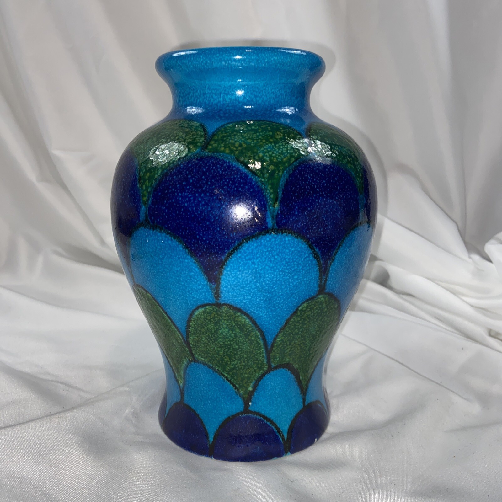 ROSENTHAL NETTER ITALY BLUE TURQUOISE GREEN FISH SCALE ITALIAN MID CENTURY VASE eBay