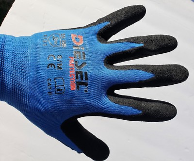 1 Case (120 Pair) Diesel Blue Coated Latex/Poly/Cotton Safety Gloves  (wholesale) | eBay
