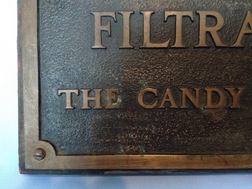 Antique bronze & wood Plaque CANDY RAPID PRESSURE FILTRATION PLANT CO LTD LONDON - Picture 5 of 18