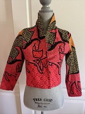 Kelly Colorful Cotton Blazer Jacket Horses Theme Size Xs Made In Usa