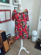 Beautiful Floral Print Red Dress For Any Occasion Designed By Joules Size 12