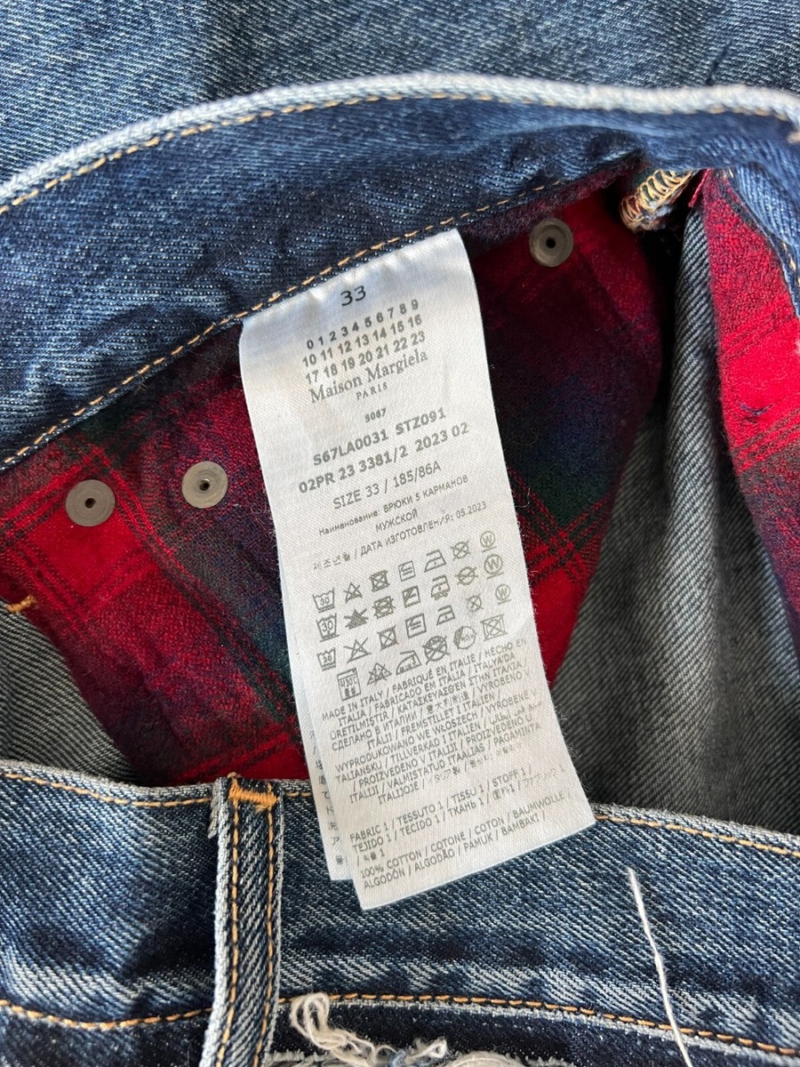 Maison Margiela Pendleton Yoke Distressed Jeans - Size 33 - Indigo