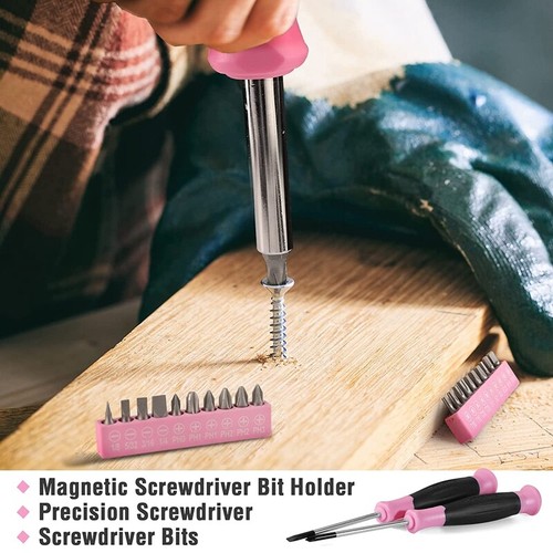 35PCS Pink Hand Tool Set Household Tool Kit Basic Tool Set with Storage Toolbox - Picture 7 of 12