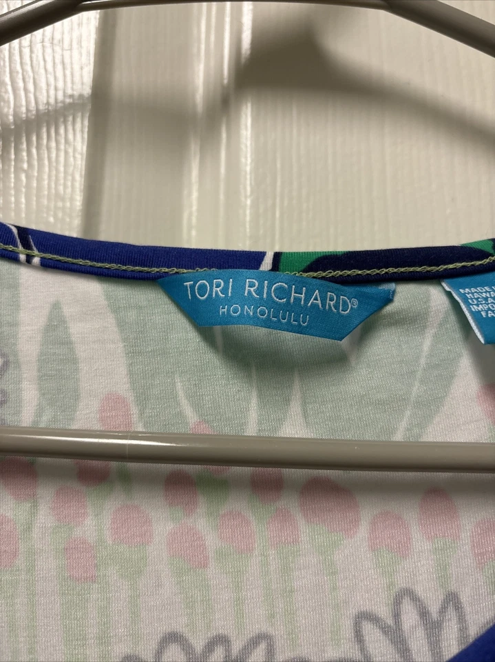 Tori Richard Honu Lana Floral Print Bell Sleeve Shift Dress S - Image 2 of 4