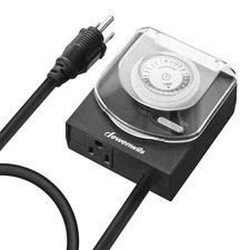DEWENWILS Outdoor Outlet Light Timer with with 2 ft Cord Waterproof Light Timer 