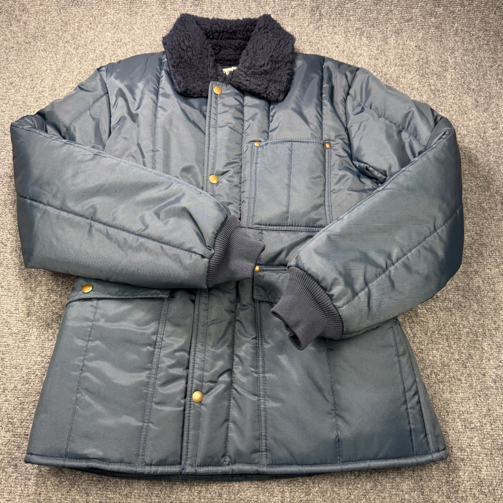 Vintage Samco Freezerwear Jacket Mens Medium Blue Full Zip Quilted Winter