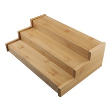 2X(3-Tier Non-Expandable Bamboo Spice Rack Step Shelf Cabinet Organizer L6O8)