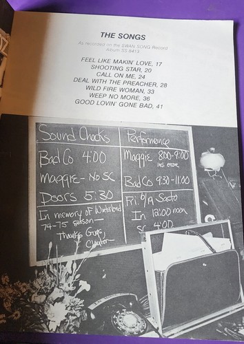 Bad Company Straight Shooter Song Book Some Sticker Damage To Cover - Picture 5 of 6