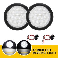 2x White Inch 4" 12 Round LED Reverse Backup Truck Trailer Bus Tail Light 12V
