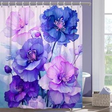 Dark Blue Shower Curtain for Bathroom Rose 72"W x 72"L Pack of 1 Blue Pink