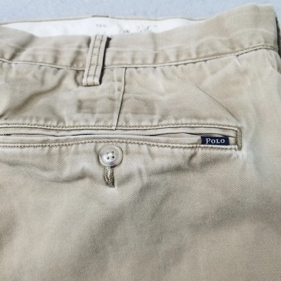 Polo Ralph Lauren Pants Size 44X30 Brown Beige Cotton Flat Front Chino - Image 2 of 4