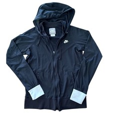 Nike Hooded Jacket Youth Medium 8-10 Black White Full Zipper Lightweight Casual