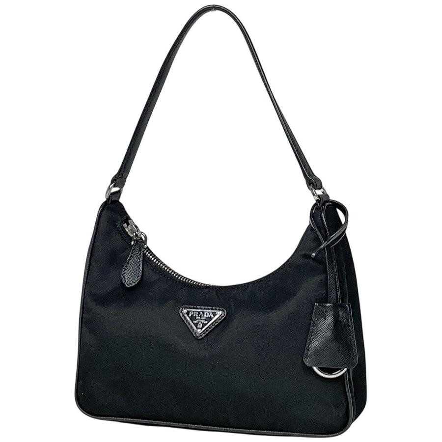 Prada Re-Edition 2005 Mini Logo Plate Nylon Leather Black Bag 1NE204 #BS2029