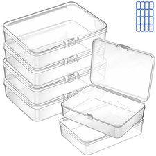 6 Pcs Mini Plastic Storage Containers Box with Lid, 3.5x2.4x0.9 Inches Clear ...