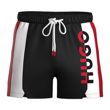 Hugo Boss Mens Suna Colorblock Vertical Logo Drawstring Swim Trunk Shorts New