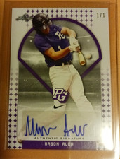 2018 Leaf Perfect Game #BA-MA4 Purple AUTO Mason Auer REAL #1/1 Tampa Bay Rays