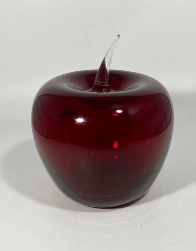 Blenko Hand Blown Art Glass Red Apple Signed Dated