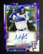 2021 Bowman Chrome Sapphire MAXIMO ACOSTA Purple Refractor Auto /10 CLEAN 1st SP