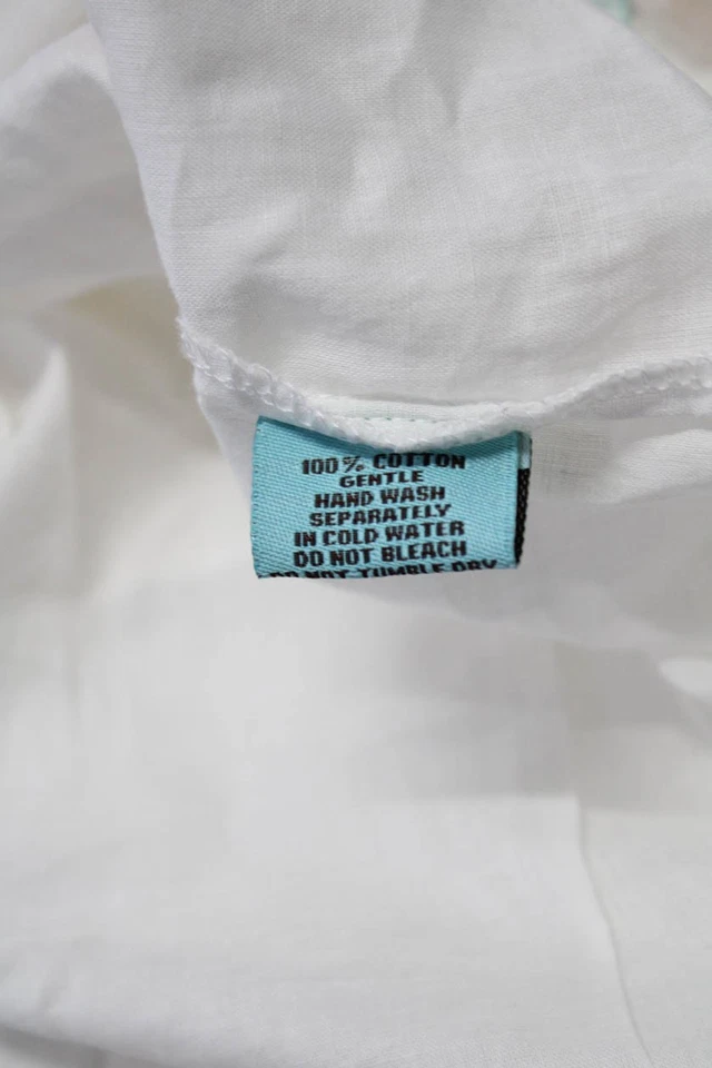 Top túnica manga larga floral blanco de algodón floral con cuello en V talla M de Letarte hecho a mano para adolescentes Foto 3 de 4