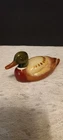 Fenton Glass Caramel Slag Hand Painted Mallard Duck Figurine 5" JK Spindler Vtg