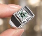 2 Ct VVS1 Ice White Round Moissanite Wedding Men's Ring Sterling Silver Size 9