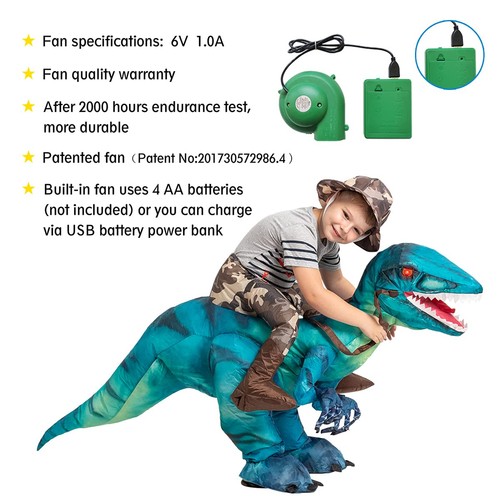 Inflatable Dinosaur Costume for Kids Riding T Rex Funny Blow up Boys Girls Co... - Picture 7 of 8