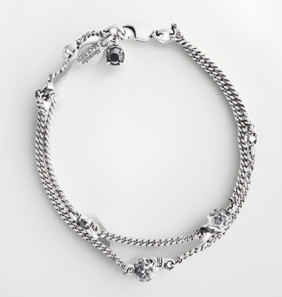 ALEXANDER McQUEEN💀Double strand chain Swarovski crystal skull