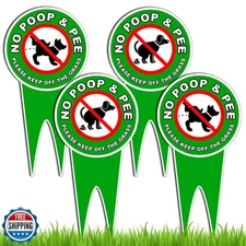4 PC No Pooping Dog Signs for Yard, 12x6 DS Dibond Keep Off Grass Sign, No Do