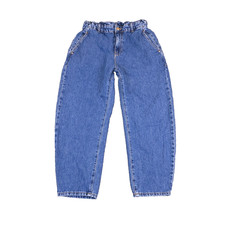 Zara Balloon Jeans Paperbag Waist Sz 8 27x24 Blue High Rise Tapered 90s Mom