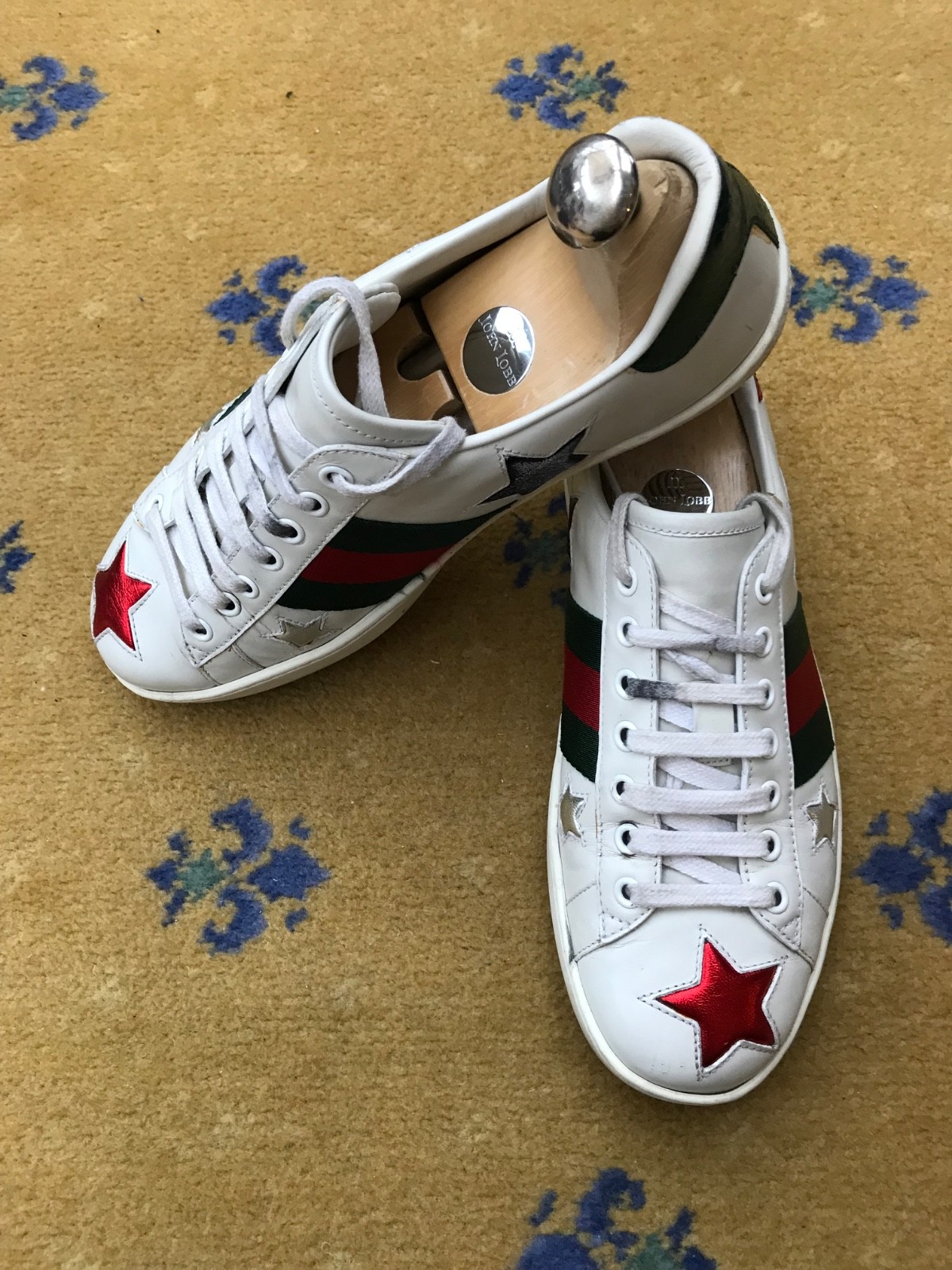 Gucci Ace Trainers Sneaker Shoes Star White Web Green Red Mens US 6 UK 5.5 39.5