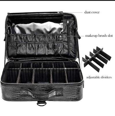 Large Capacity Travel Makeup Train Case 16.5 Inches Professional Makeup