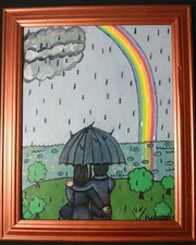 DALNY MARGA VALDES Original oil painting 11x14 " LOVER'S RAINBOW NEW Never owned