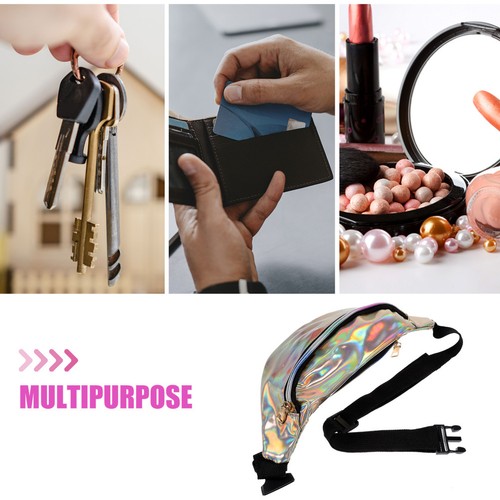 Fashion Holographic PU Shinning Fanny Pack Waist Packs for Women Girls - Zdjęcie 2 z 12